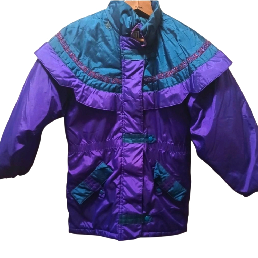 Vibrant Kids Purple and Teal Puffer Jacket